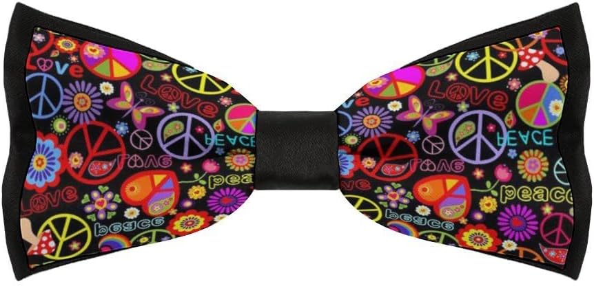 Men's Pre-Tied Bow Tie, Peace And Love Bow Tie, Adjustable Neck Bowtie for Parties