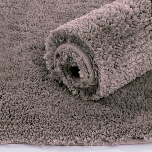 Image of LUXE HOME INTERNATIONAL Microfiber Rectangular Home Bath Mat Super Soft Non Slip Vegas Mats for Bathroom, Kitchen, Bedroom, and Door (60x90 Cm, Cocoa) Pack of 1