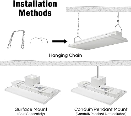 Miniatura 5 de Paquete de 2 lámparas LED lineales de techo para tienda, 2 pies, 105 W, 5000 K, 1-10 V, atenuación de 14170 lúmenes, igual a 4 lámparas T5, sin