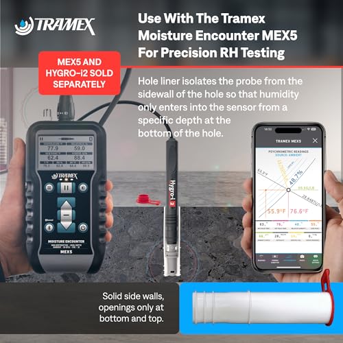 Tramex Hygro-i2 Extra Long Hole Liners & Caps RHHL50X (Pack of 50) | Use with Our Relative Humidity Probes for In-Situ Concrete & RH Testing of Flooring & Slabs | Use with Our Moisture Test System - Thumbnail 6