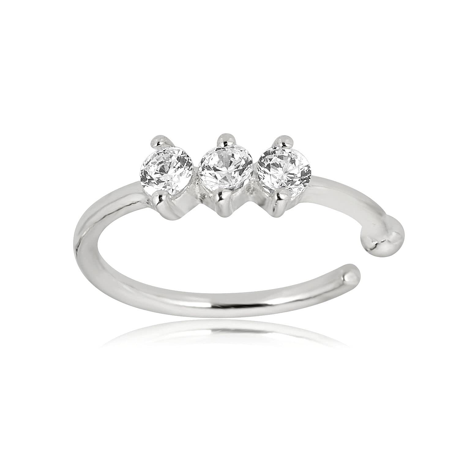 AVORA 14K Gold Simulated Diamond CZ Nose Ring Hoops (20 Gauge)
