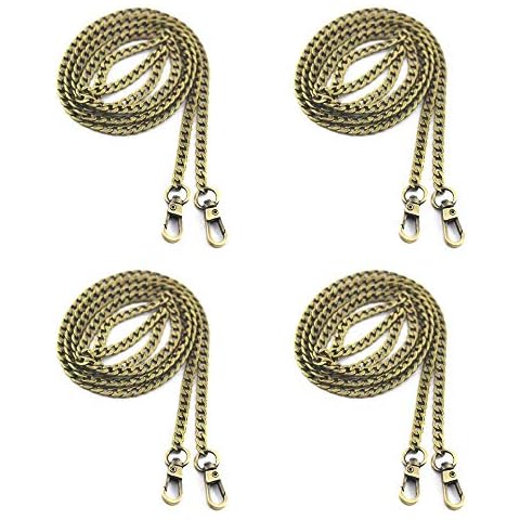 Model Worker 4PCS 47" DIY Iron Flat Chain Strap Thin Dainty Finished Handbag Chains Accessories Purse Straps Shoulder Cross Body Replacement Straps with Metal Buckles (Bronze) Cover