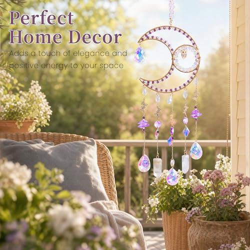 Attrape-soleil cristal violet lune et décoration suspendue intérieure