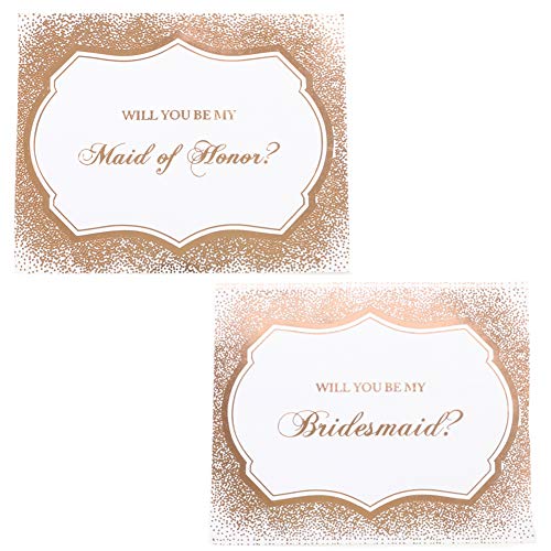 Andaz Press Bridesmaid Proposal Wine Labels, Real Rose Gold Foil Waterproof Stickers, Set