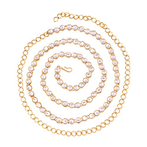 Image of I Jewels 18K Gold Plated Traditional Ethnic Round Kundan Studded Adjustable Kamarband /Belly Chain /Kandora /Wait Belt For Women (B020)