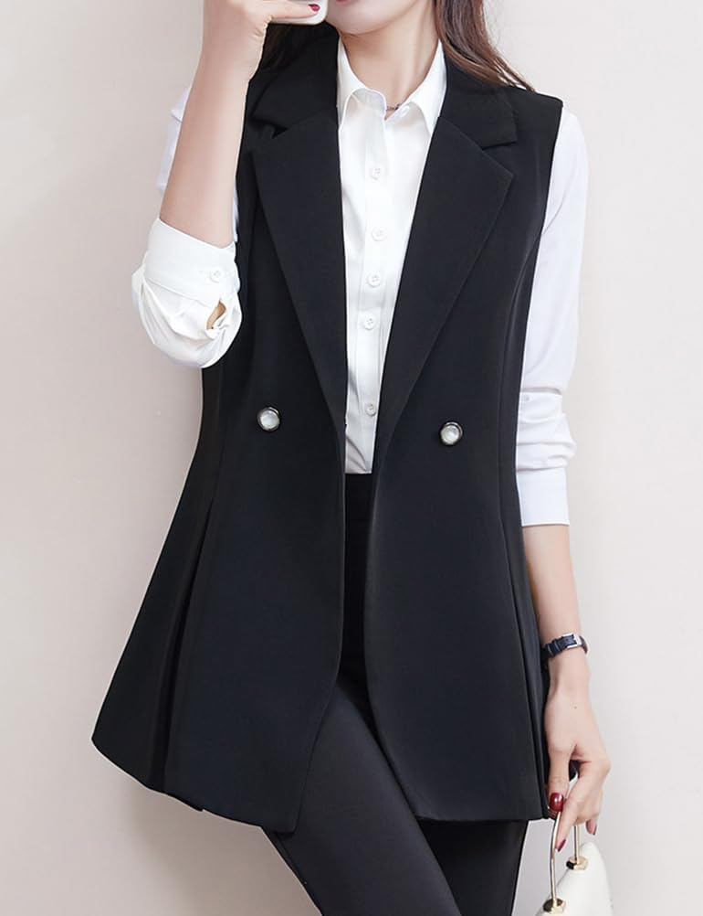 IDEALSANXUN Vest for Women Fashion Casual Notch Lapel Slim Fit Sleeveless Blazer Jackets