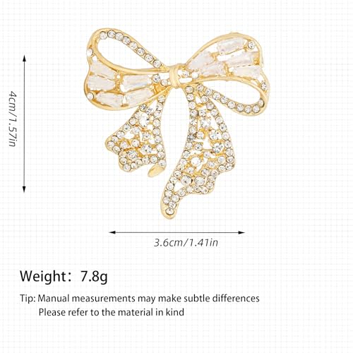 Image of Rhinestone Bow Brooch Vintage Crystal Large Bowknot Brooches for Women Brooch Pin Wedding Fashion Jewelry Accessories,Women Gift