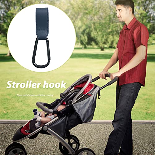UKETO Leder-Babytasche, Kinderwagen-Haken, drehbar, zum Aufhängen (blau, 1 Stück)