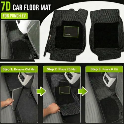 Image of EV MASTER 7D Car Floor Mats for Tata Punch EV Hybrid (2026 Onwards) Complete Set | Waterproof | Anti-Slip | Luxury Premium Car Mat | Full Coverage | Custom Fitted Car Foot Mats