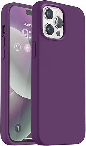 Vooii Funda compatible con iPhone 14 Pro Max, funda delgada de silicona líquida mejorada, color uva, forro de microfibra suave antiarañazos,