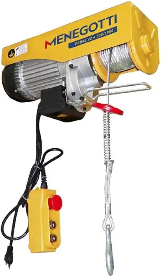 Guincho Elétrico de Coluna Menegotti Prime V2 500/1000 kg – 2000W, 12 m de Elevação, Monofásico, Cabo de Aço Galvanizado – Profissional - 127v - Menegotti