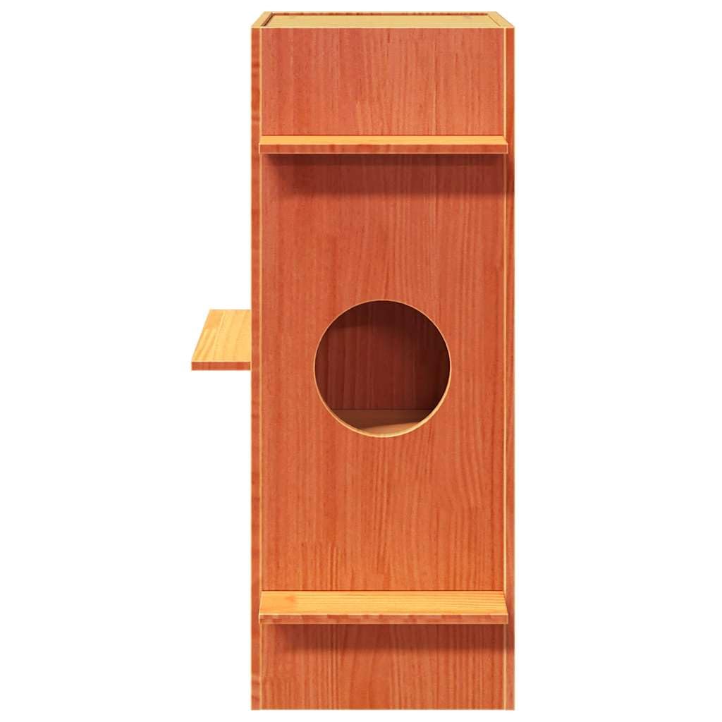 vidaXL Casa para Gatos Cera marrón 43x43x90 cm Madera Maciza Pino, casa para Gatos de Interior, Muebles para Gatos, caseta para Gatos