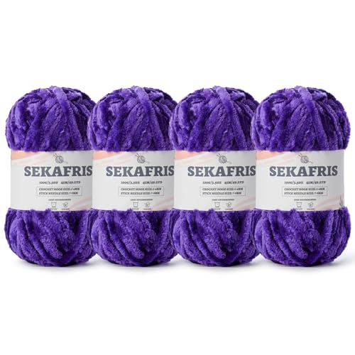 Image of Chenille Velvet Soft Yarn Dewberry 4 Pack