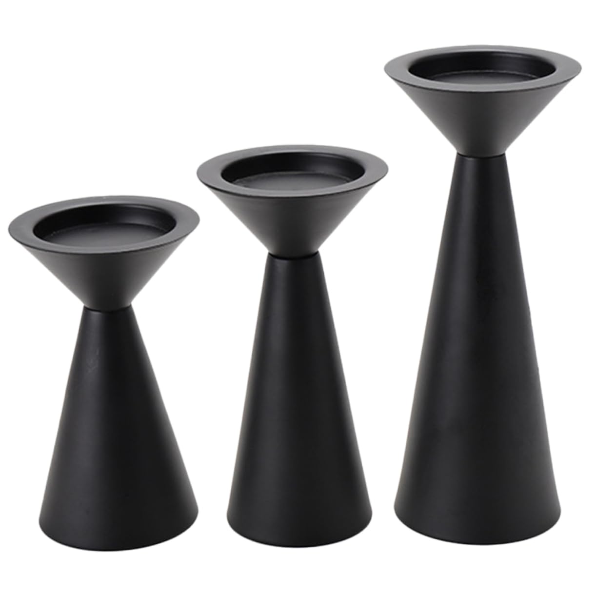 Set de 3 Candelabros de Mesa de Hierro Negro Estilo Vintage