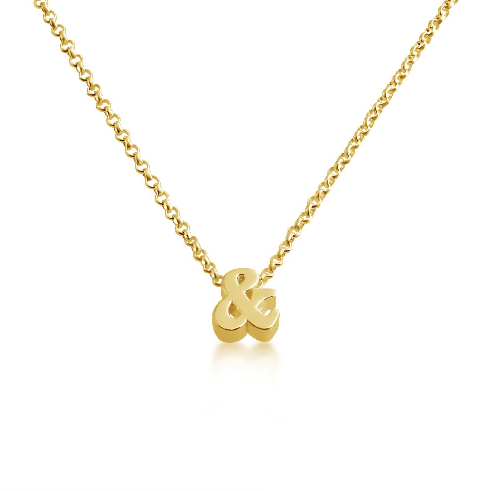 Ampersand Symbol & - Your Personalized Serif Font Pendant Necklace Thin 1mm Chain