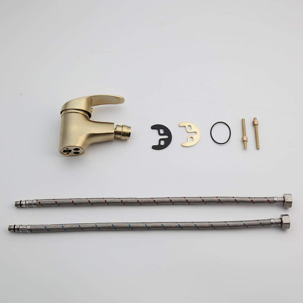 Bidet Mengkraan Geborsteld Goud Badkamer Bidet Kraan Massief Messing Wastafel Wastafel Tap Waterval Uitloop Badrandcombinaties Hot & Koud Mengkraan