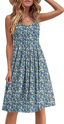 Image of Akihoo Women Summer Casual Sleeveless Midi Plain Pleated Tank Vest Dresses