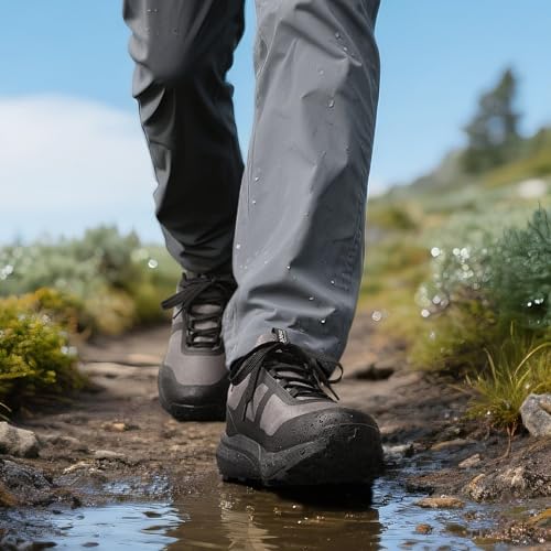 NORTIV 8 NORTIV 8 Men's Waterproof Hiking Shoes Lightweight Trekking Walking Fashion Sneakers with Arch Support for Camping Tennis Outdoor Training StreamRunner,Size 11,Black/Grey,NMUMHI2505