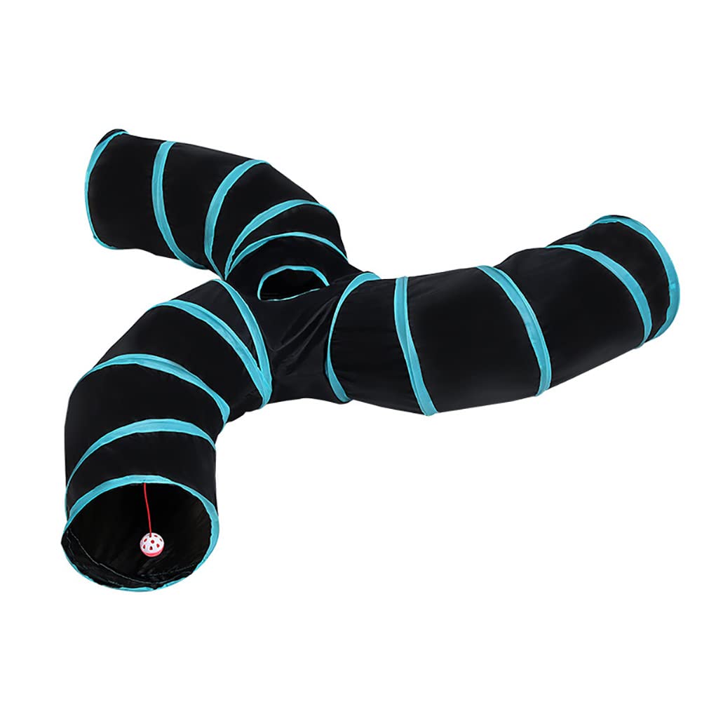 Alnicov S-Type Cat Tunnel3 Way Plegable en forma de S Tubos para pequeños animales Juguete interactivo con Labirinto con funda para gatito, cachorro, conejo, tobillo