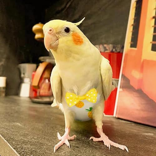 Vogel Windel Papagei Stoffwindeln waschbar atmungsaktiv Papageien Windeln Vogel Fliegende Kostüm für Vögel Wellensittich Nymphensittiche(L-Gelb)
