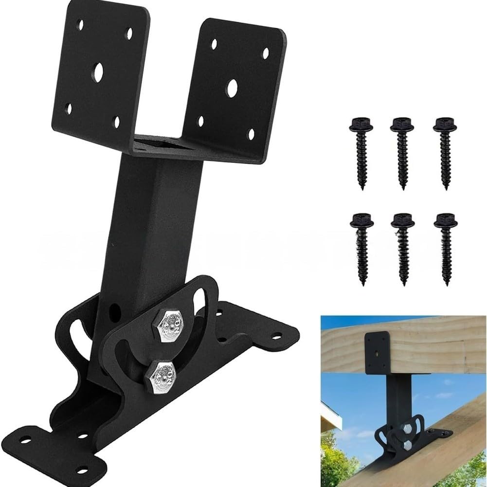 Supporto da tetto regolabile in ferro 12 cm nero (4 pezzi) | Angolo di 180 gradi, design girevole, regolazione flessibile, diverse strutture del tetto, base stabile