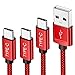 Price comparison product image USB C Cable, JSAUX (1M+1M+2M 3-Pack) Type C Fast Charger Charging Cable Nylon Braided Compatible for Samsung Galaxy S10 S9 S8 S20 Plus A3 A5 2017 Note 10 9 8, Google Pixel, Sony Xperia XZ, LG - Red