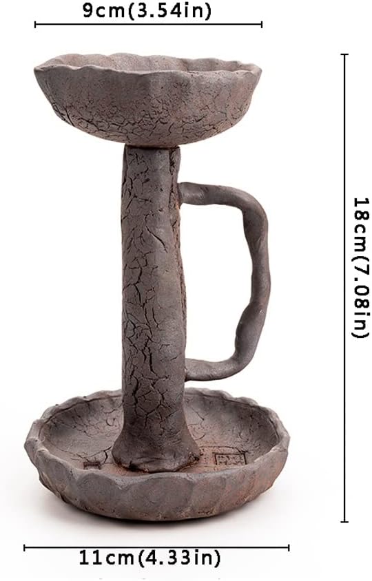 Vintage Candelabra Indoor Retro Ceramic Candle Holder Handmade Ornaments Ceramic Handle Candle Holder Suitable for Living Room Study Tea Room Candle Stand(Medium)