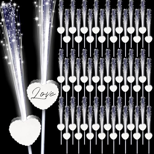 100 Pcs LED Wedding Sparklers Glow Sticks Heart...