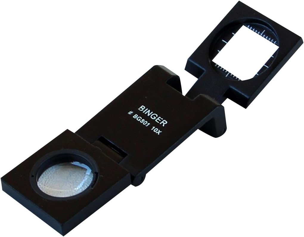 Binger BG801 10x Compact Metal Folding Magnifier Optical Glass Linen Tester