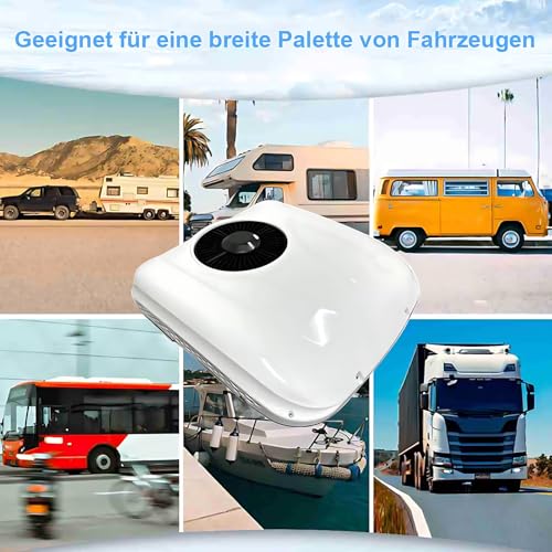 Condizionatore D'aria Dc 12V/24V Per Camper Rv, Elettrico All-In-One Senza Unità Esterna, Silenzioso Per Camion Trattore Bus Caravan, Aria Condizionata Da Tetto Bianco(Dual-Mode Hvac,12V) - 2