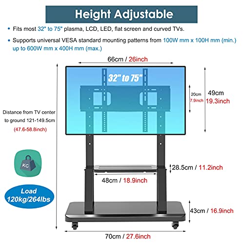 Soporte móvil ajustable para TV de 32 a 75 pulgadas miniatura 5