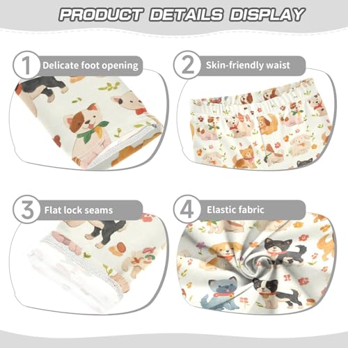 KLL Cute Dog Puppy Set Girls Basic Leggings Soft High Waisted Pants Sports3