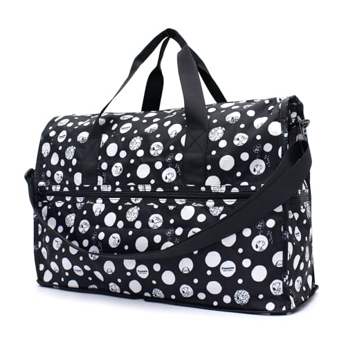 [ハピタス] 折りたたみバッグ 小さく持って大きく使おう！キャリーオン可能 旅行に便利な 折り畳みバッグシリーズ 320kg スヌーピー中型ボストン PN136.ポルカドットブラック