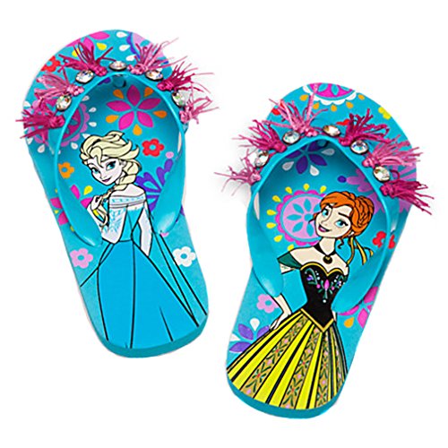 Disney Store - Girls - Frozen Anna and Elsa - Flip Flops - Blue 2/3 US