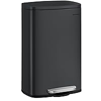 Vista 1 de SONGMICS Bote de basura de 13 galones (50 L), cubo de basura de cocina de acero inoxidable, cubo de reciclaje o basura, cierre suave, pedal Negro