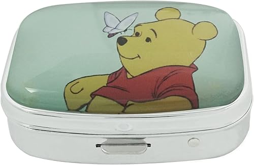 Baoquan Pastillero cuadrado de cristal plateado personalizado para regalo de decoración de bolsillo (Winnie-Bear-Pooh Funny Line)