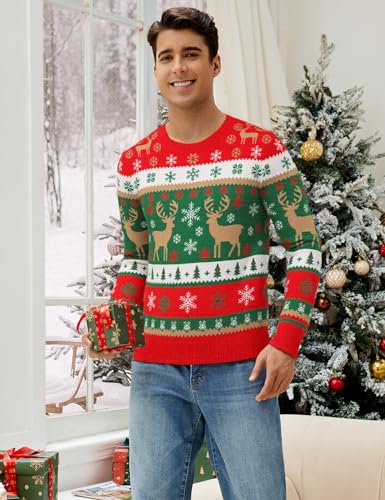 Mens Ugly Christmas Sweater Santa Clause Reindeer Snowflake Knitted Funny Pullover Xmas Holiday Long Sleeve Sweaters 4 Mens Ugly Christmas Sweater Santa Clause Reindeer Snowflake Knitted Funny Pullover Xmas Holiday Long Sleeve Sweaters