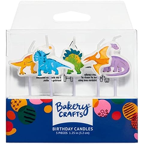 Bakery Crafts Dinosaur Shaped Birthday Cake Cupcake Candles - 5 pc Cover