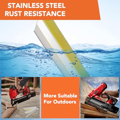 Image of PINOZE 15 Gauge DA Stainless Steel Angled Finish Nails, 34-Degree, 900-Pack (2-1 /2 inch, 2 inch, 1-1 /4 inch 300 Per Sizes), Assorted Size Project Pack, for Pneumatic, Electric Angled Finish Nailer Gun