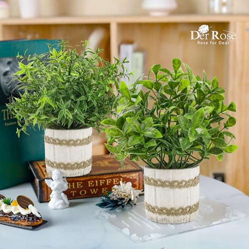 Der Rose 4 Pack Small Fake Plants Indoor Mini Artificial Plants for Home Office Farmhouse Decor Bathroom Bedroom Kitchen Desk Decor - Cosy Home Interiors Der Rose 4 Pack Small Fake Plants Indoor Mini Artificial Plants for Home Office Farmhouse Decor Bathroom Bedroom Kitchen Desk Decor - Image 2