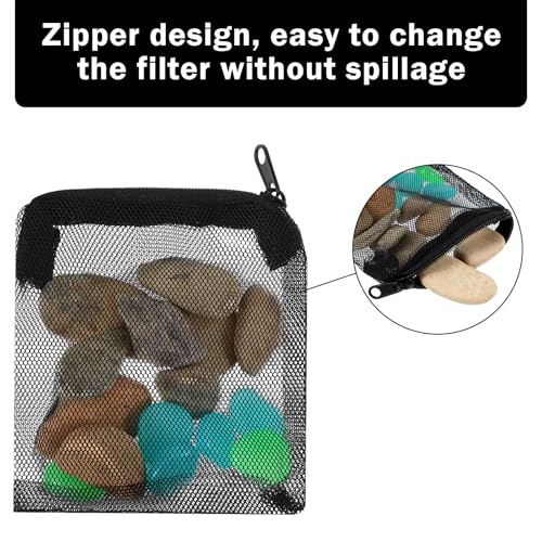 Image of Piriuuo 10 Pcs Aquarium Media Bags, 3.9 inch X 4 inch Filter Media Bag Small Media Bags for Aquarium Aquarium Filter Bags with Zipper Reusable Filter Bags for Fish Tank Activated Carbon (Black)