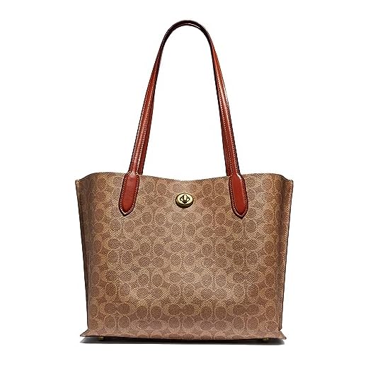COACH Coated Canvas Signature Willow Tote, Tan Rust, One Size