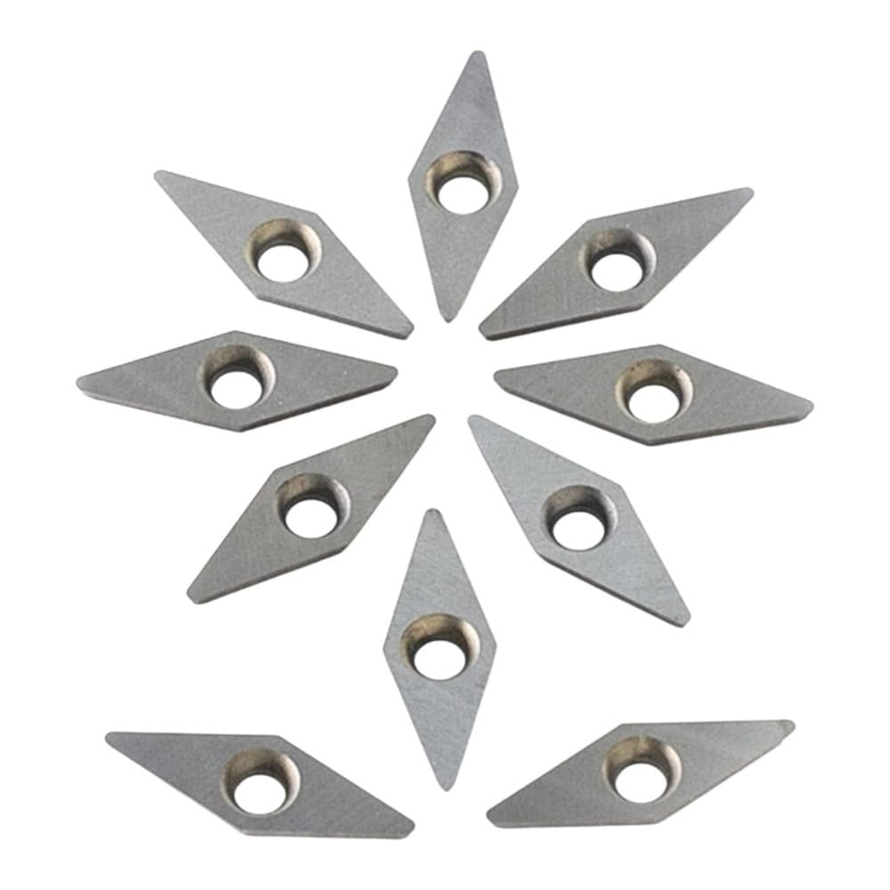10pcs Carbide Inserts Diamond Shape for Woodworking, 10×28mm with 2 Radius Points Cutter Lathe Turning Blade