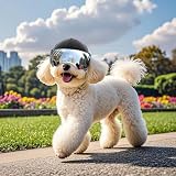 Enjoying Hundehelm für Kleine Hunde, Hundehelm mit Sonnenbrillen, Hundehelme Hut mit Ohrlöchern, Motorrad Fahrrad Hundehelm für kleine bis mittlere Hunde, Verstellbar, Schwarz