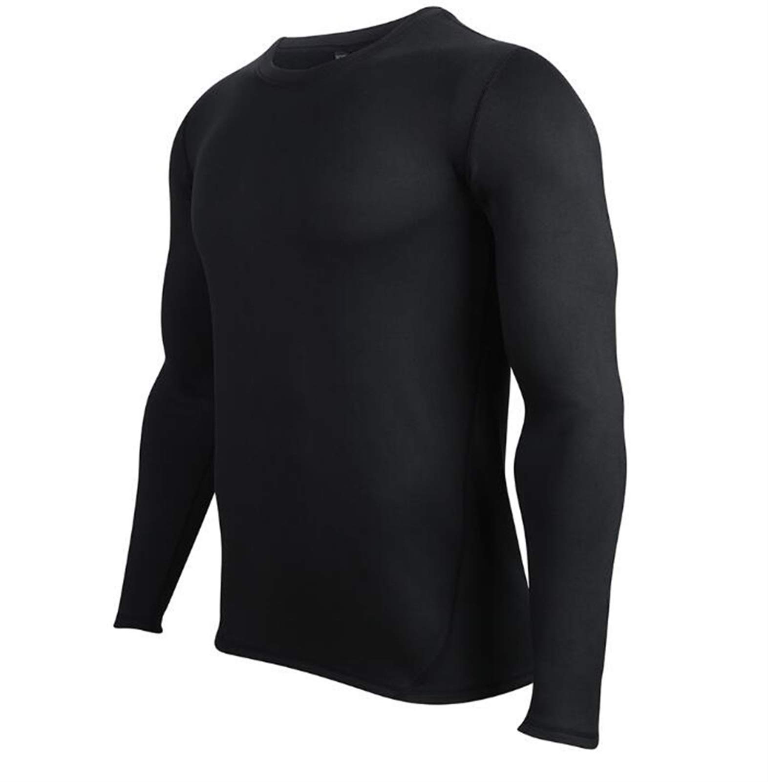 Gli Uomini di Inverno della Biancheria Intima Termica Set Foderato in Pile Caldo Stirata Stretti Livelli di Compressione Base Top Bottoms Copre I Vestiti Cloth (Color : Black, Size : L.)