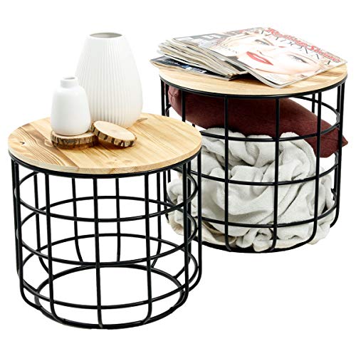 ECD Germany Set di 2 Tavolini Rotondi di Design Ø40 / Ø45 cm...