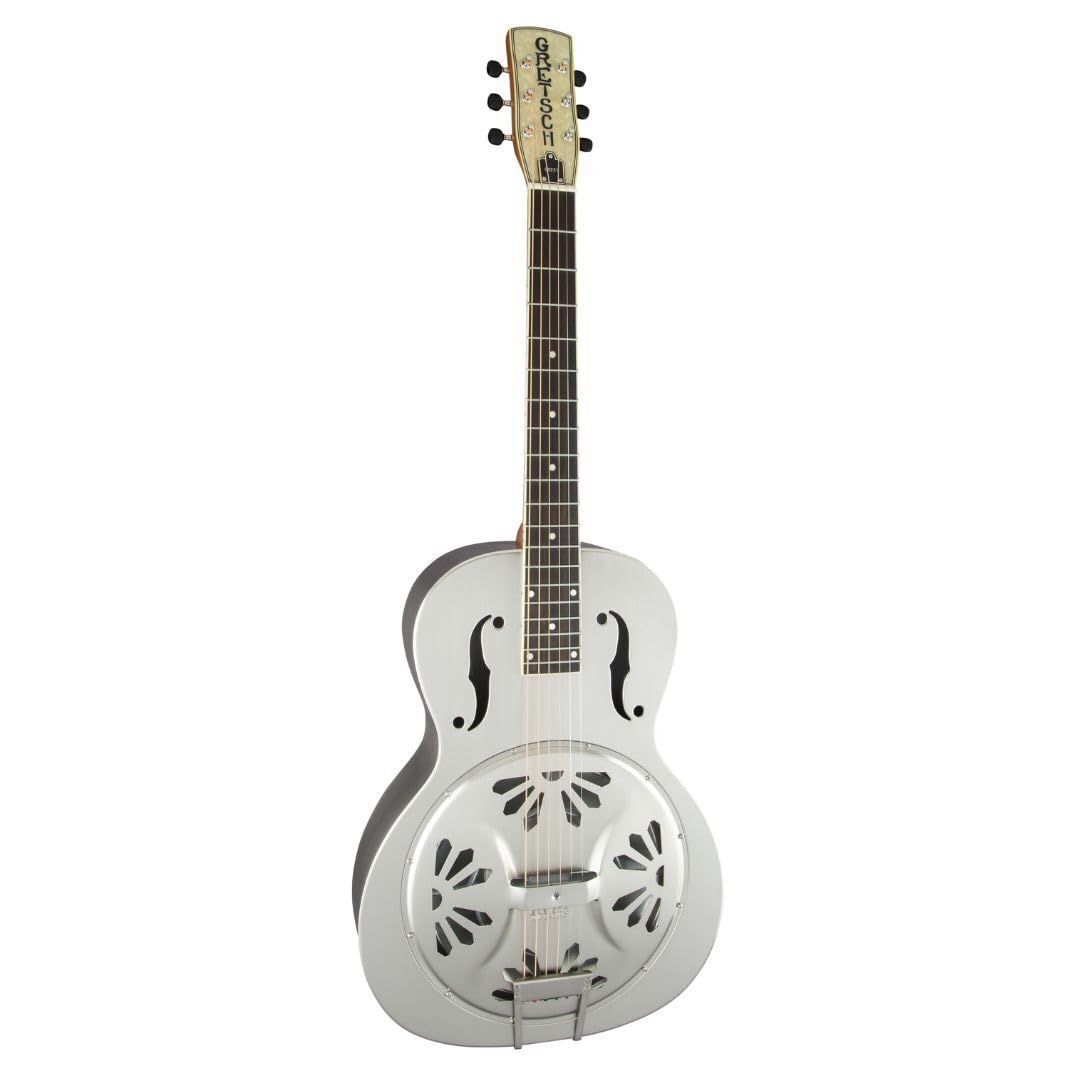 Gretsch G9221 Bobtail Round-Neck Acoustic and Electric Steel Body Spider Cone Resonator Guitar (Weathered 'Pump House Roof') - Image 3