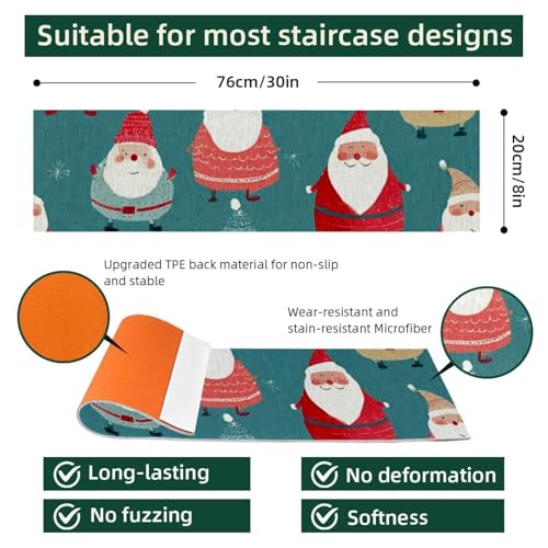 Marches en bois sans danger : lot de 15 tapis d'escalier motif Père Noël - 5