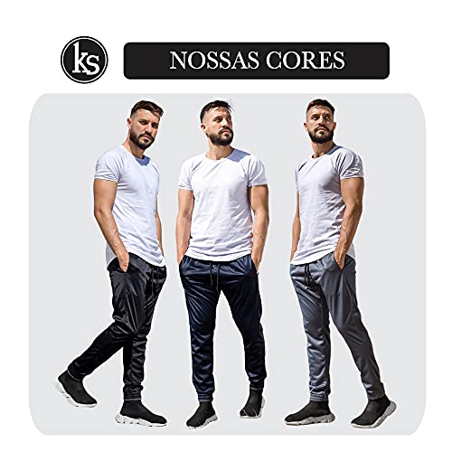 Calça Jogger KS Sportwear Treino Agasalho Cós de Elástico e Bolsos Laterais 101 Cor:Preto;Tamanho:G