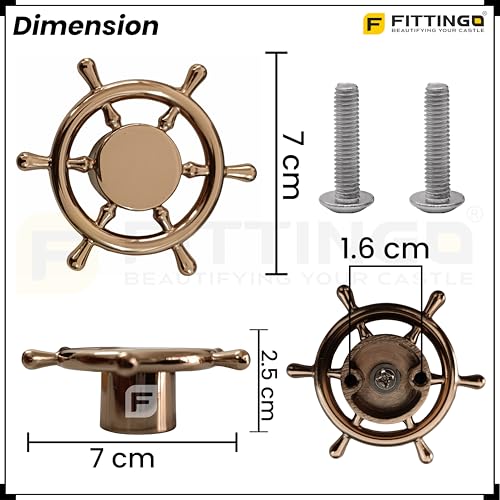 Image of Ship Wheel Design Knob for Drawer /Door Knob /Drawer Knobs /Decorative Knobs and Pulls /Zinc Alloy (Rose Gold) Pack of 8-| 3 Years Warranty |